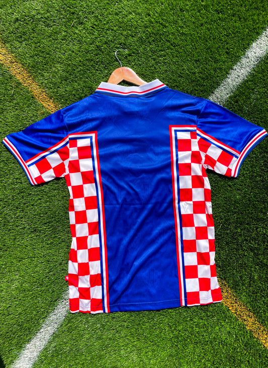 Croatia 1998 Away Vintage Euro Cup Jersey – Rare Lotto Kit with Iconic Checker Detail from a Breakout Era - Five Of Cups Official