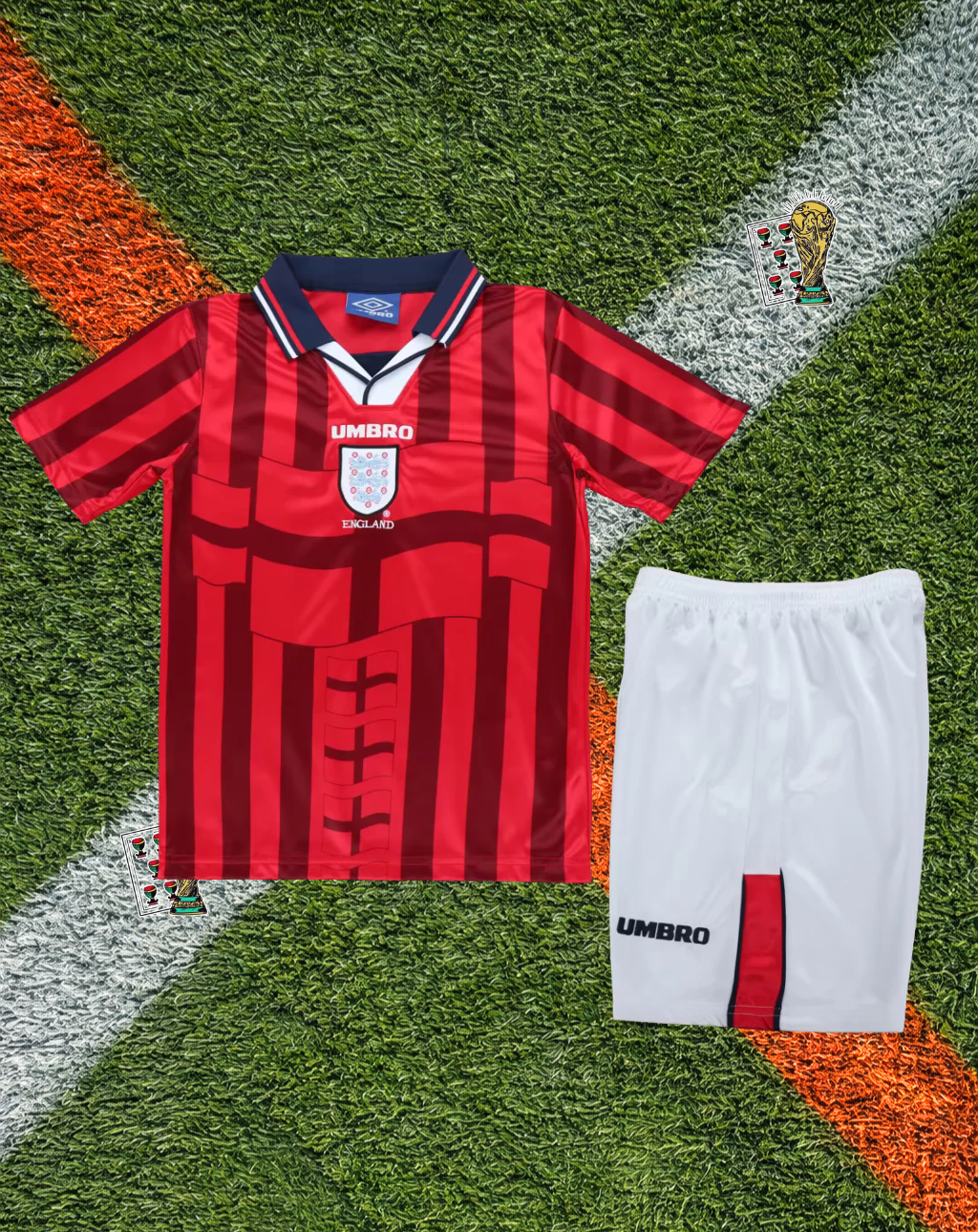 England 1996-98 Away Jersey – Red Pinstripe Away Edition