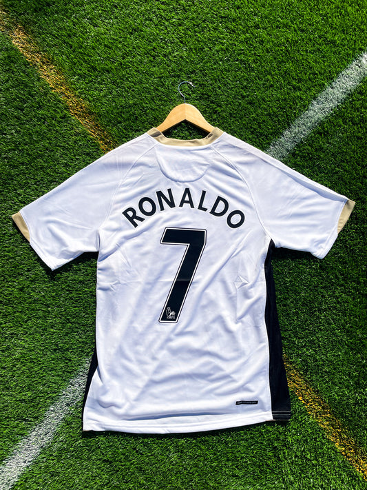 Manchester United 2006–2007 Away Jersey Ronaldo #7 – White AIG Vintage Nike Football Shirt - Five Of Cups Official