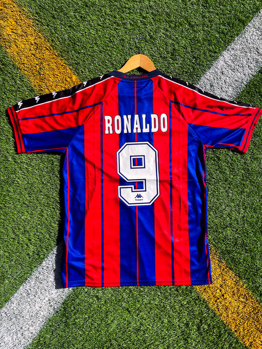 FC Barcelona 1995-1996 Home Jersey – Ronaldo #9 Vintage Kappa Classic Football Shirt - Five Of Cups Official