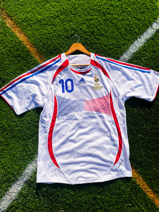 France 2006 Away Zidane #10 Vintage World Cup Final Soccer Jersey – Classic Retro White Adidas Football Kit - Five Of Cups Official