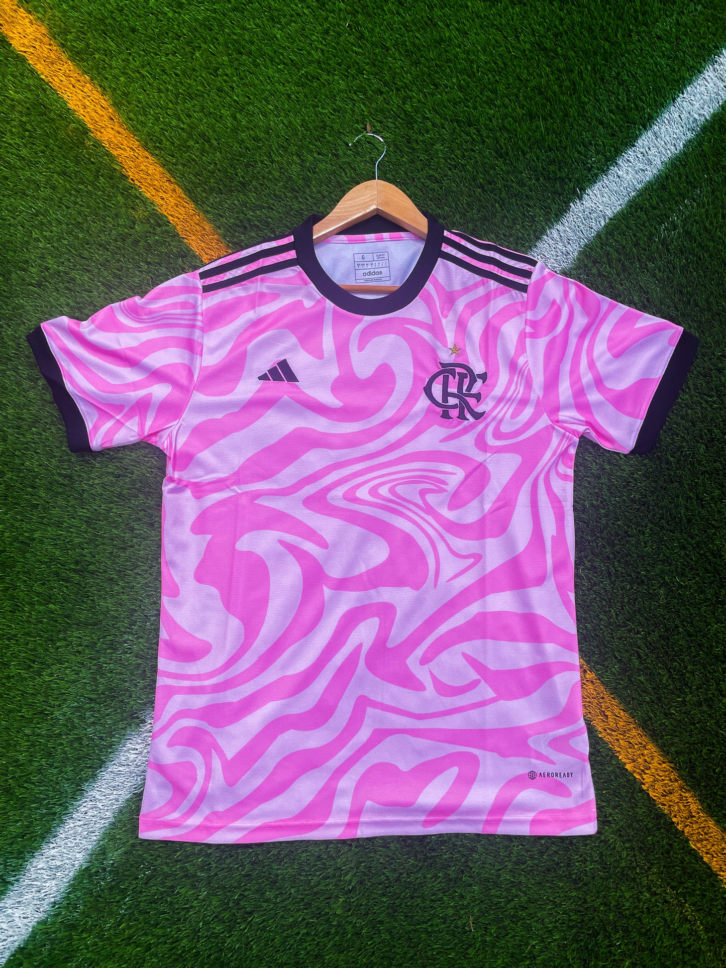 Front view of Flamengo 2023–2024 special pink jersey