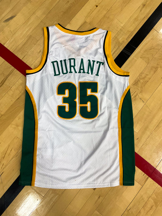 Seattle Supersonics 2007–2008 Kevin Durant #35 Vintage NBA Jersey – Rookie Year Green & Yellow Classic - Five Of Cups Official