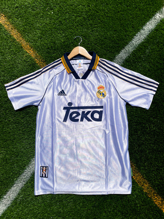 Real Madrid 1998–2000 Home Raul #7 Jersey – Vintage White Adidas Teka Football Shirt - Five Of Cups Official