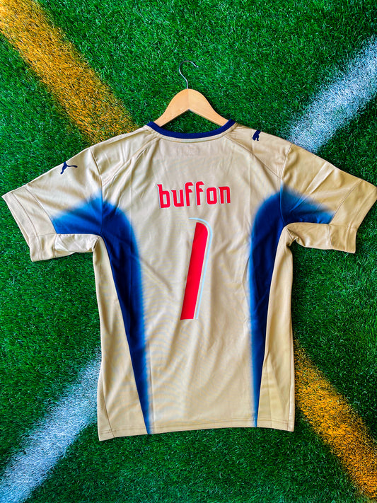 Italy 2006 Goalkeeper Vintage Soccer Jersey – Buffon #1 – World Champion’s Wall - Five Of Cups Official