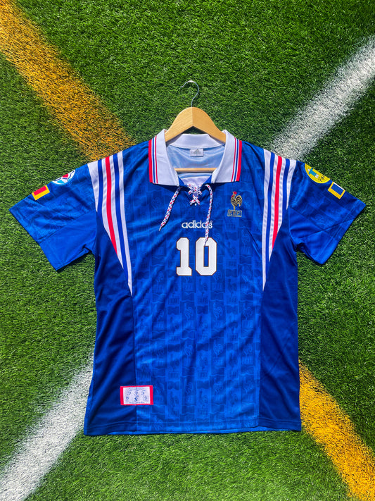 France 1996 Home Zidane #10 Vintage Euros Soccer Jersey – Retro Adidas Kit from a Defining Era - Five Of Cups Official