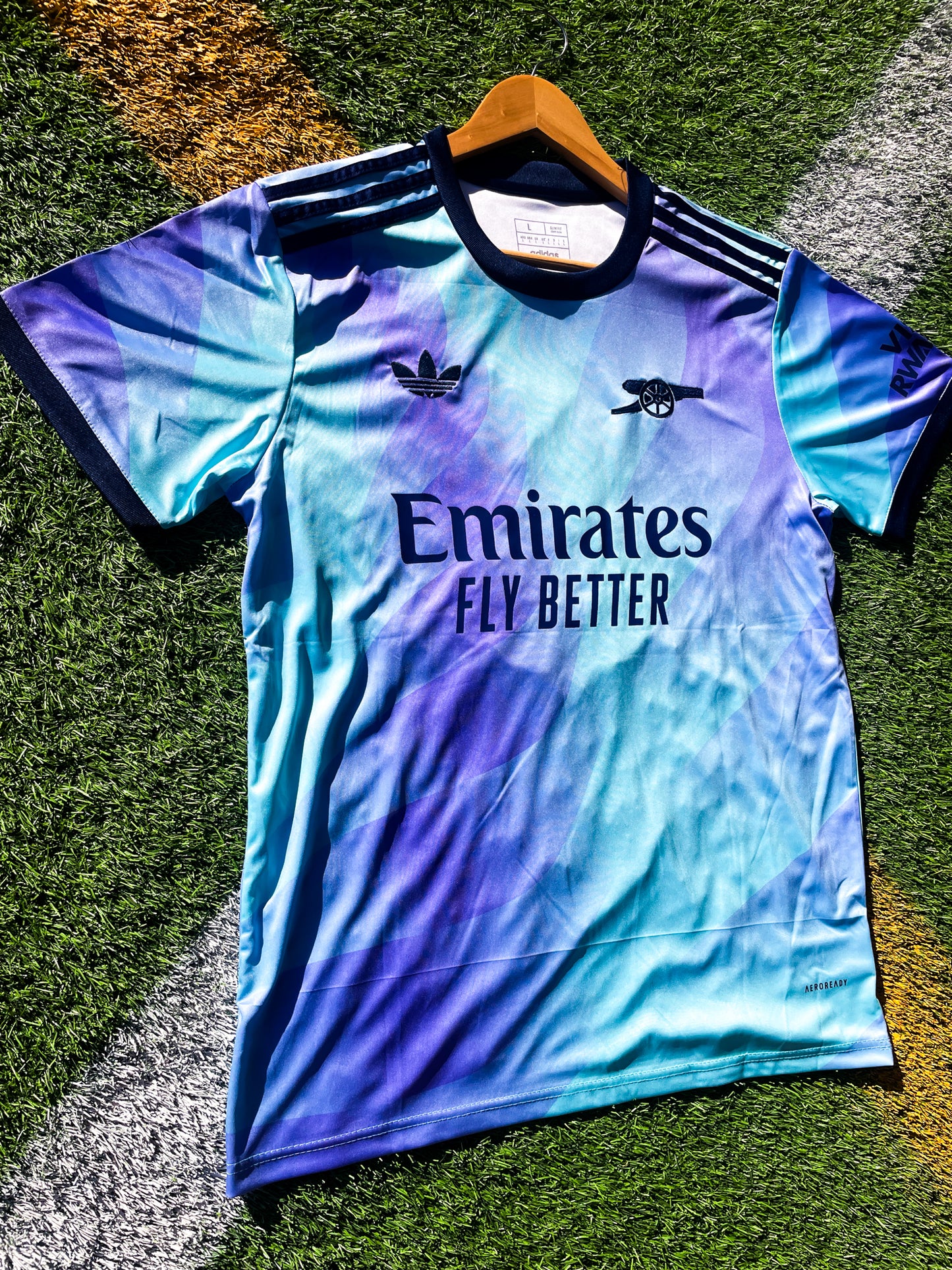Side angle showing fabric texture and unique color gradients