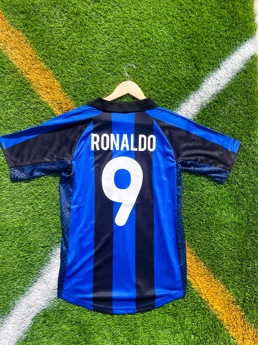 Inter Milan 2001-02 Home Ronaldo #9 Retro Pirelli Soccer Jersey – Vintage Nerazzurri Classic - Five Of Cups Official