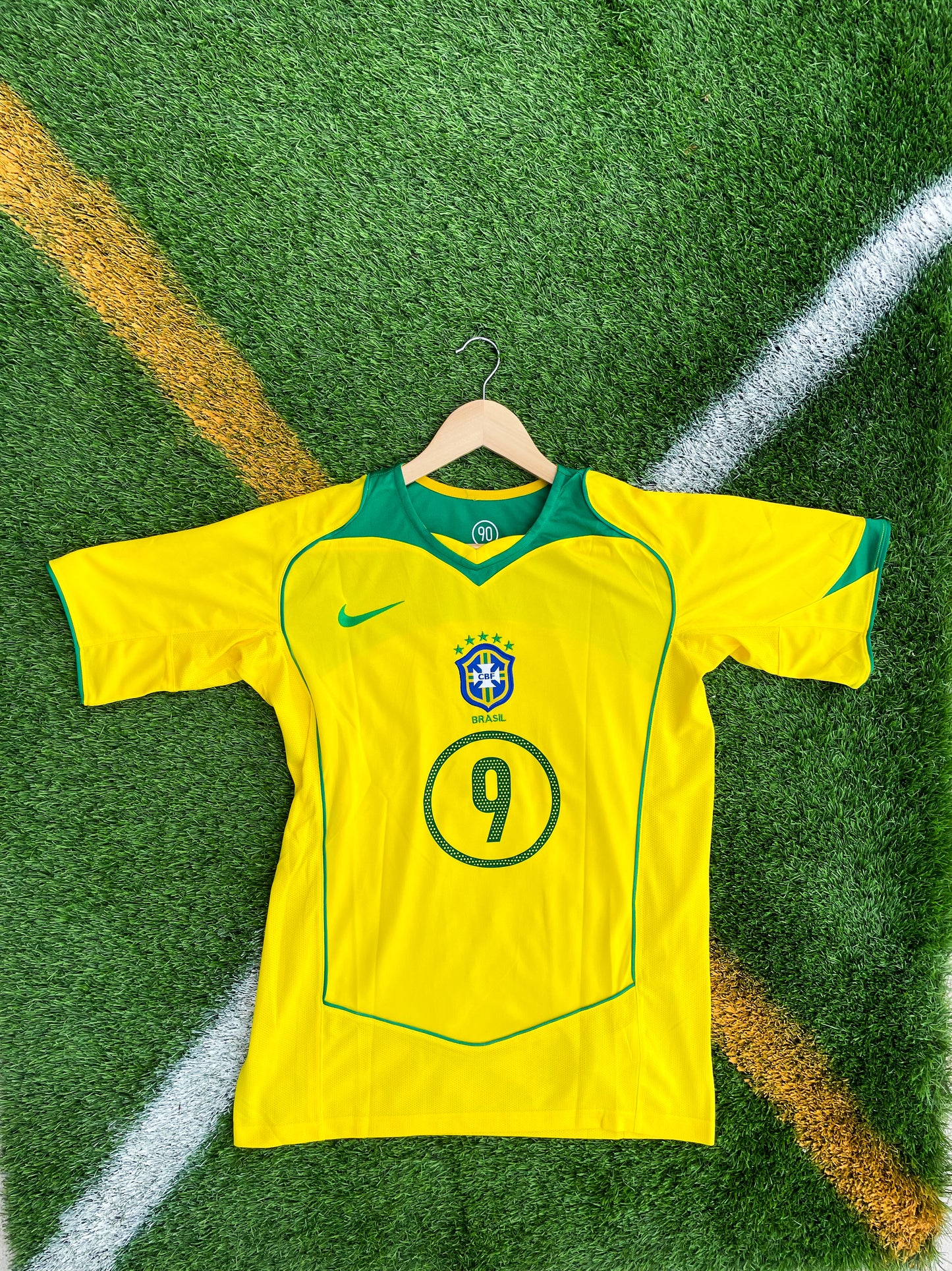Front view of Brazil 2004 Home Copa America Jersey with CBF crest