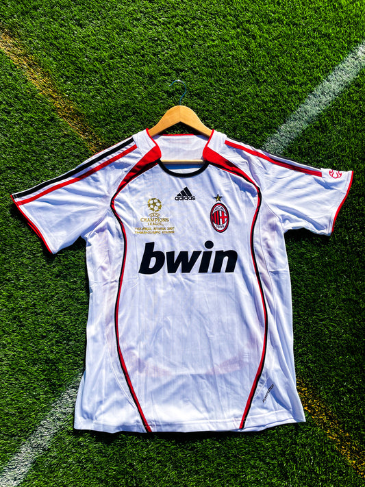 AC Milan 2006–2007 Away Jersey – Kaká #22 Vintage White Bwin Soccer Shirt - Five Of Cups Official
