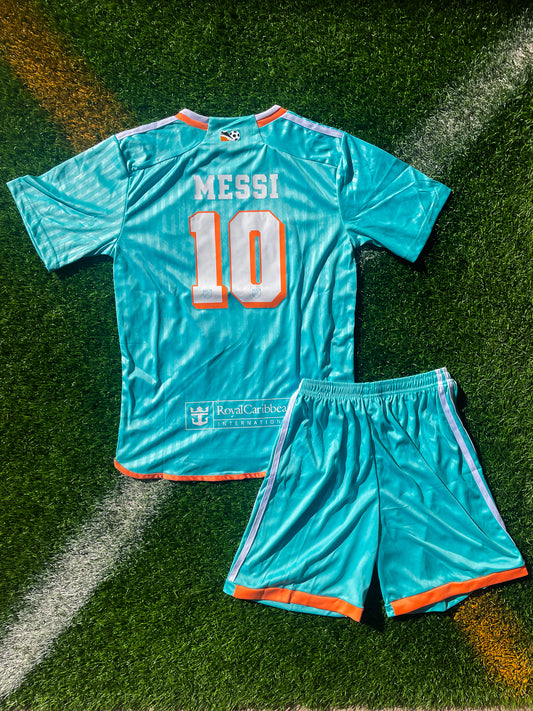 Inter Miami 2024/2025 Kids Third Messi #10 Teal Jersey – Bright Miami Style for Young Fans - Five Of Cups Official