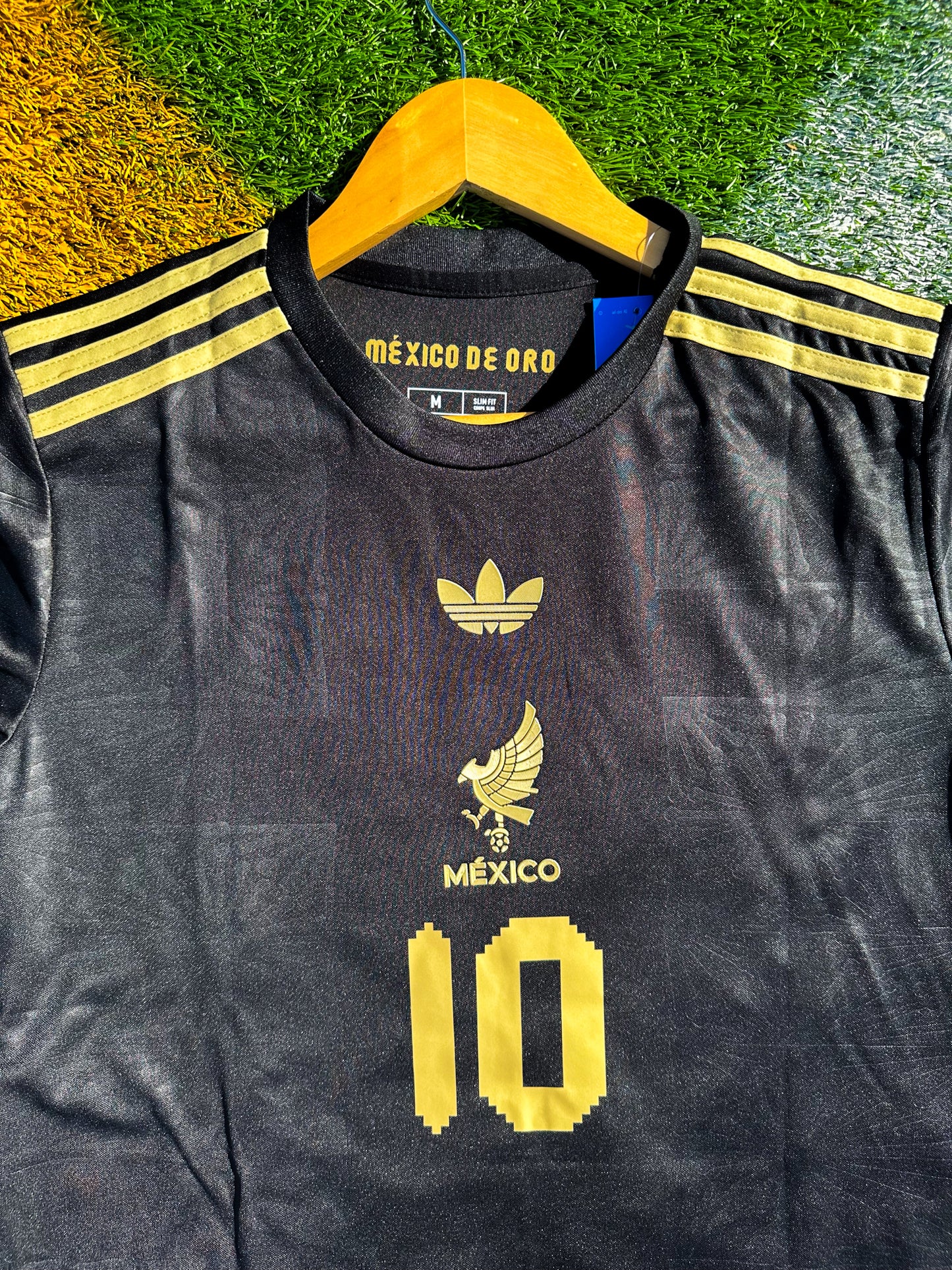 Close-up of embroidered Mexican Football Federation crest