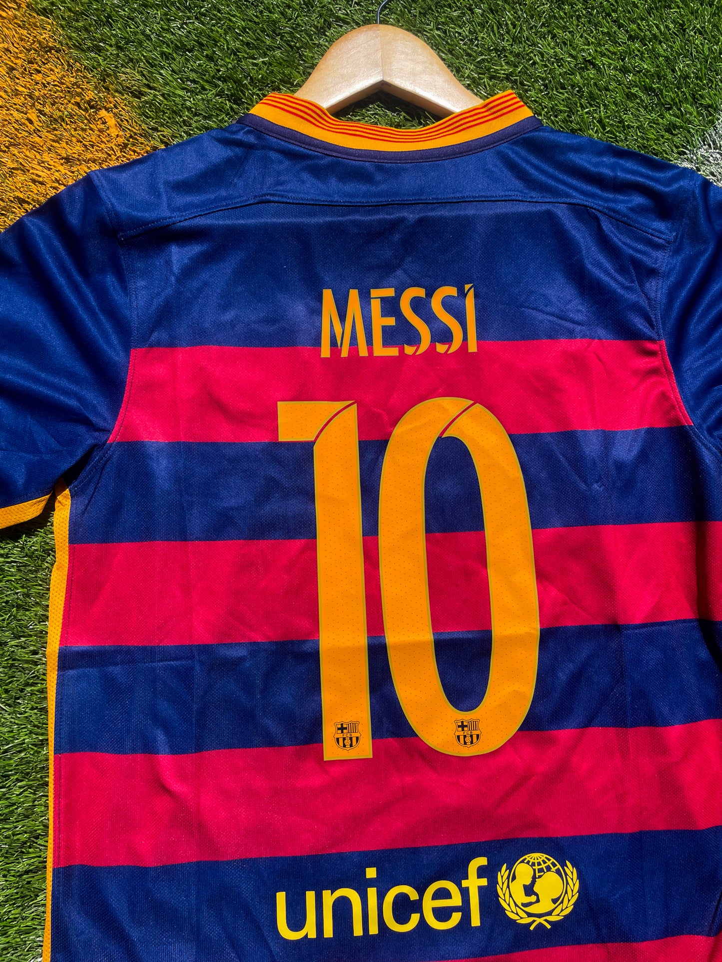 Back of the jersey with Neymar #11 and Messi #10