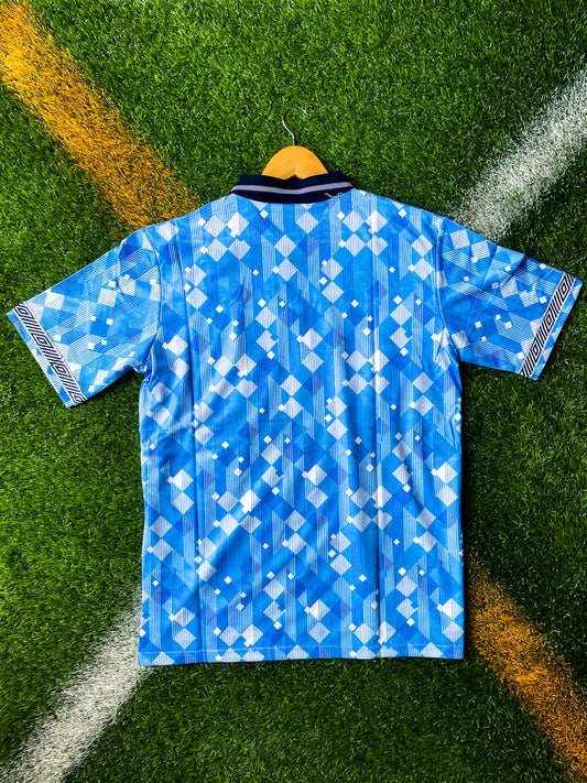 England 1990 Third Blue Vintage World Cup Soccer Jersey – Rare Retro Fan Favorite - Five Of Cups Official