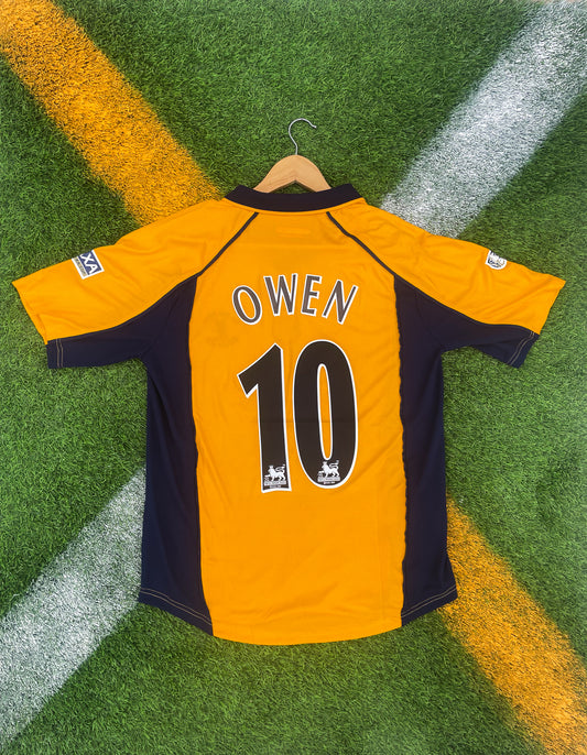 Liverpool 2000–2001 Away Jersey Owen #10 – Yellow FA Cup Final Vintage Reebok "Carlsberg" Football Shirt - Five Of Cups Official