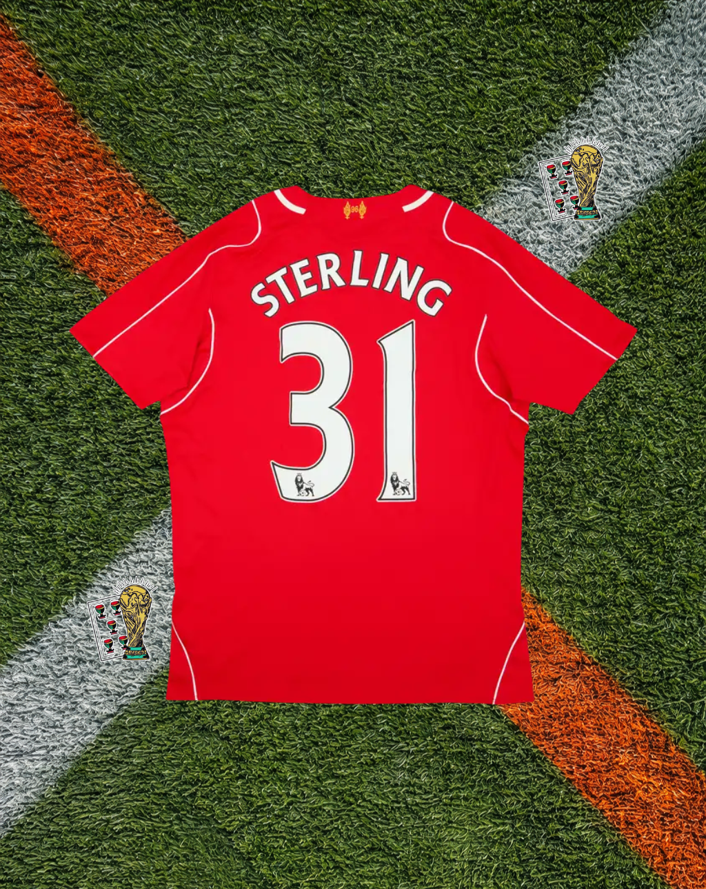 Liverpool FC 2014–15 Home Sterling #31 – Warrior Red Classic Football Shirt Standard Chartered Vintage