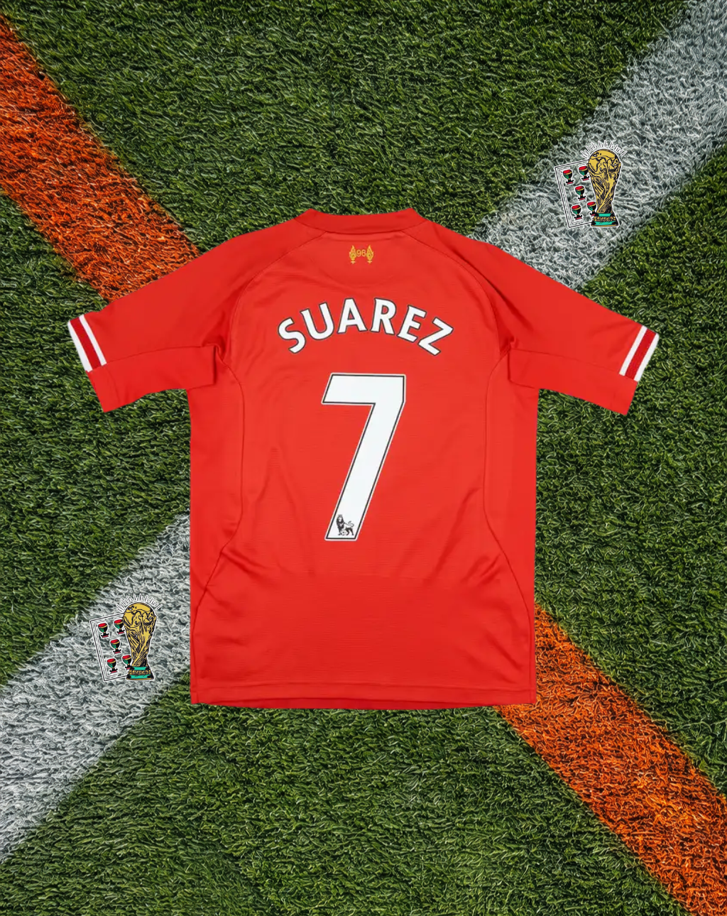 Liverpool FC 2013–14 Home Suarez #9 – Warrior Red Retro Football Jersey Standard Chartered Vintage