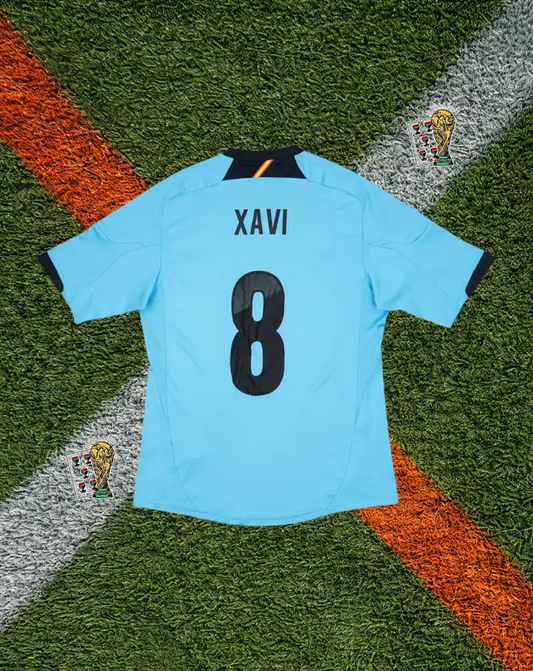 Spain 2012/13 Away Jersey – Xavi #8 – Sky Blue Adidas ClimaCool Edition