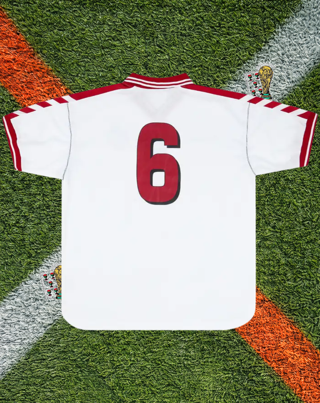 Denmark 1998/2000 Away- #6 Thomas Helveg - Vintage Pristine White Red Trim Crossover V-Neck Polo