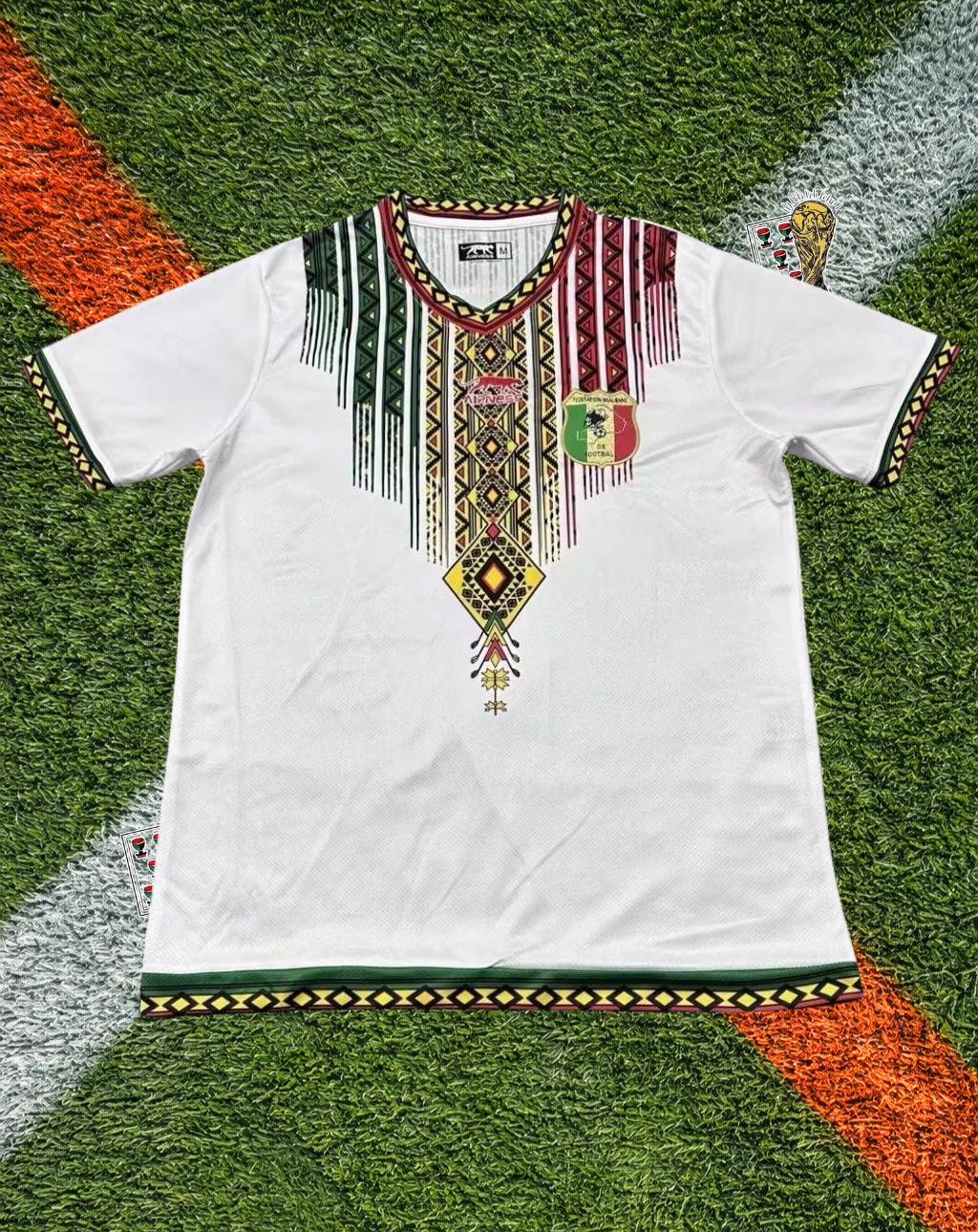 Mali 2026 Home - Airness Classic White Traditional Dashiki Graphic V-Neck