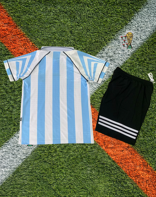 Argentina 1996–98 Home Short Sleeve Adidas Albiceleste Classic Football Shirt- Kids Version