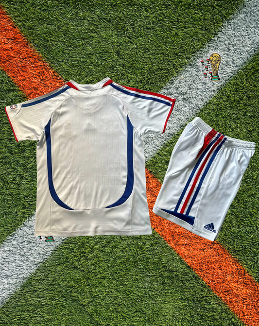 France 2006 Away Vintage World Cup Soccer Jersey – Retro White Kit- Kids Edition