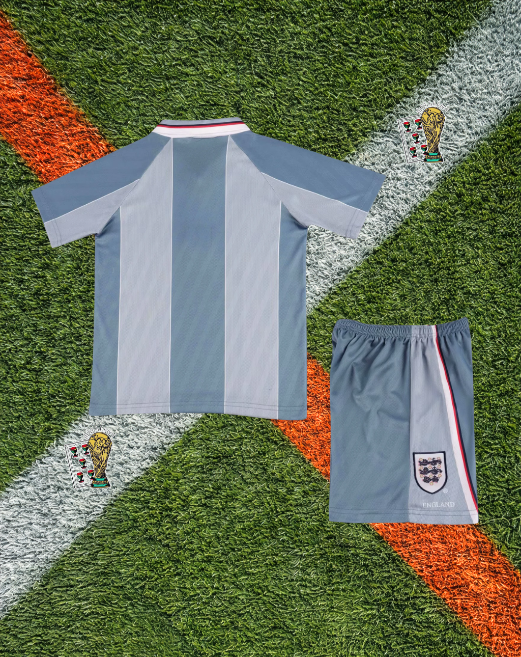 England 1996 Away Jersey -Indigo-Grey Graphic Euro's - Kids Edition