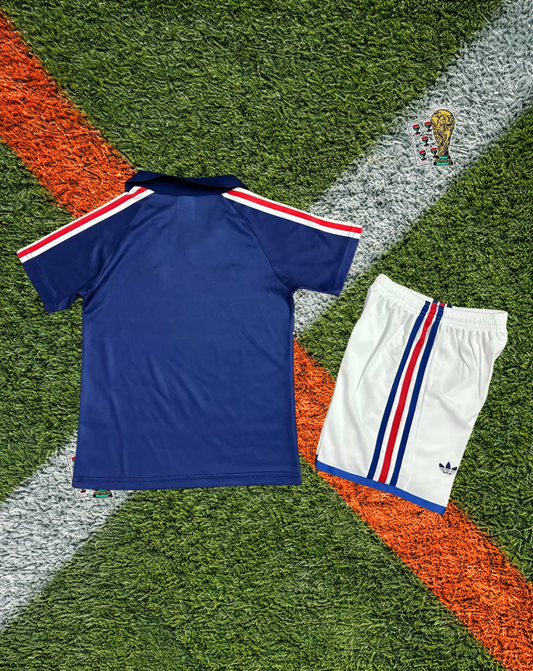 France 1986 Home Vintage World Cup Soccer Jersey – Classic Retro Adidas Kit with Timeless French Flair- Kids Edition