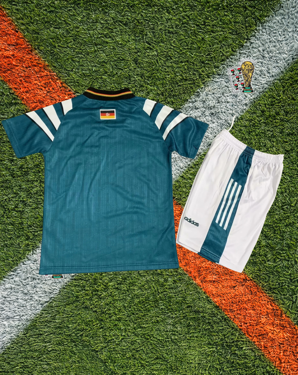 Germany 1996 Away Vintage Euros Champion Green Soccer Jersey – Rare Retro Adidas Kit from England ’96 Glory- Youth Edition