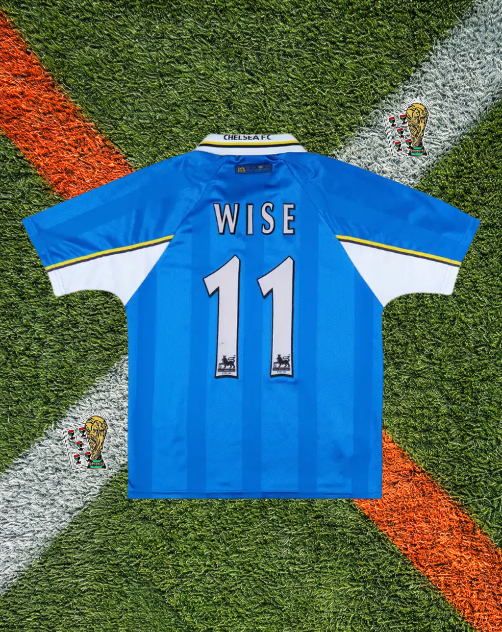 Chelsea 1997–99 Home Jersey – Zola #25 / Wise #11 – Umbro Autoglass Sky Blue Classic