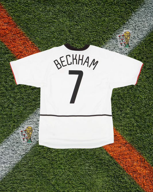 Manchester United 2002–03 Away Beckham #7 – Nike White Retro Football Shirt Vodafone Vintage