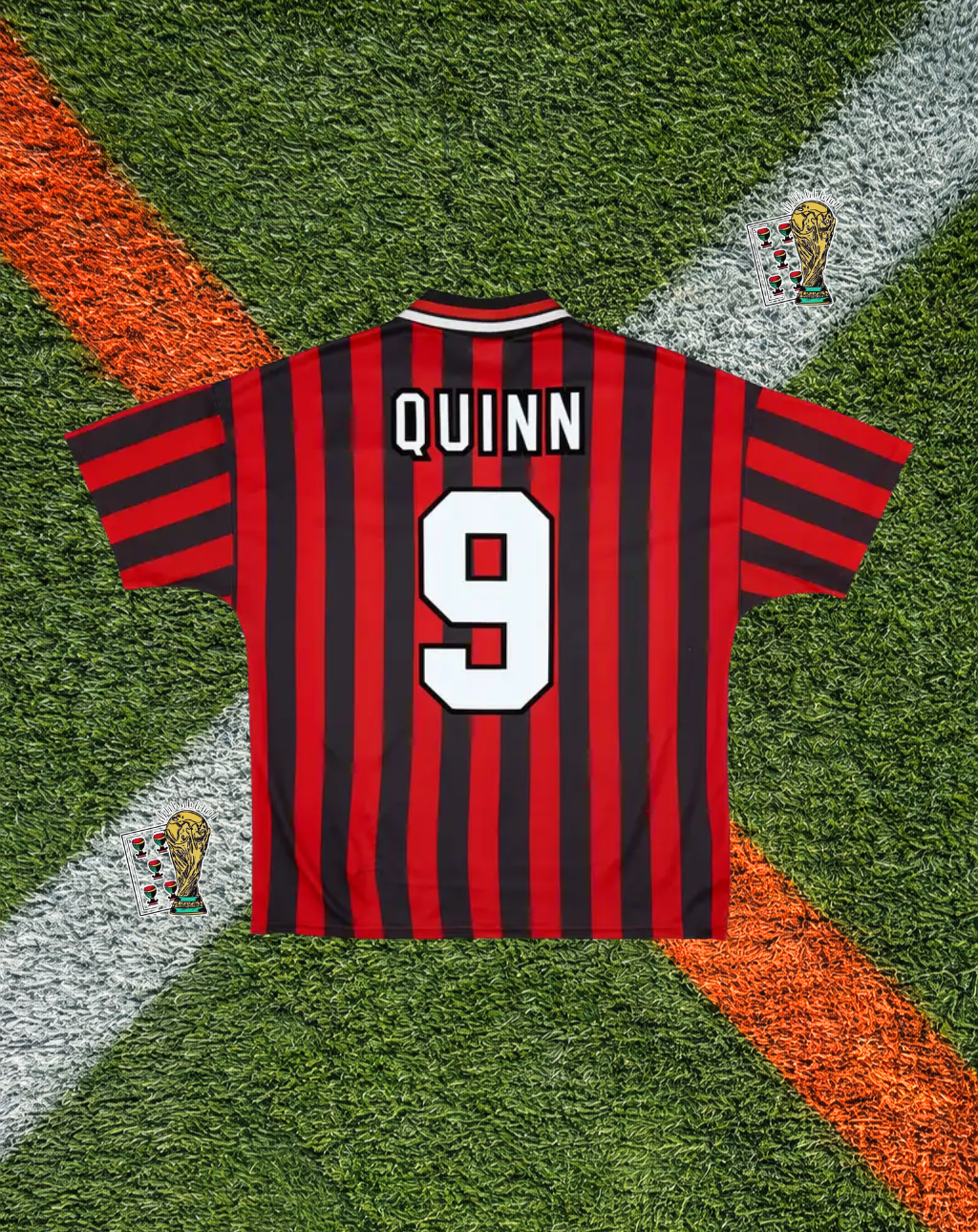 Manchester City 1994-96 Away Jersey – Quinn #9 – Umbro "Brother" Red & Black
