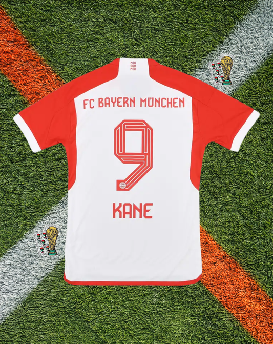 FC Bayern Munich 2023-24 Home Jersey – Kane #9 – Adidas "Red & White" Debut Edition