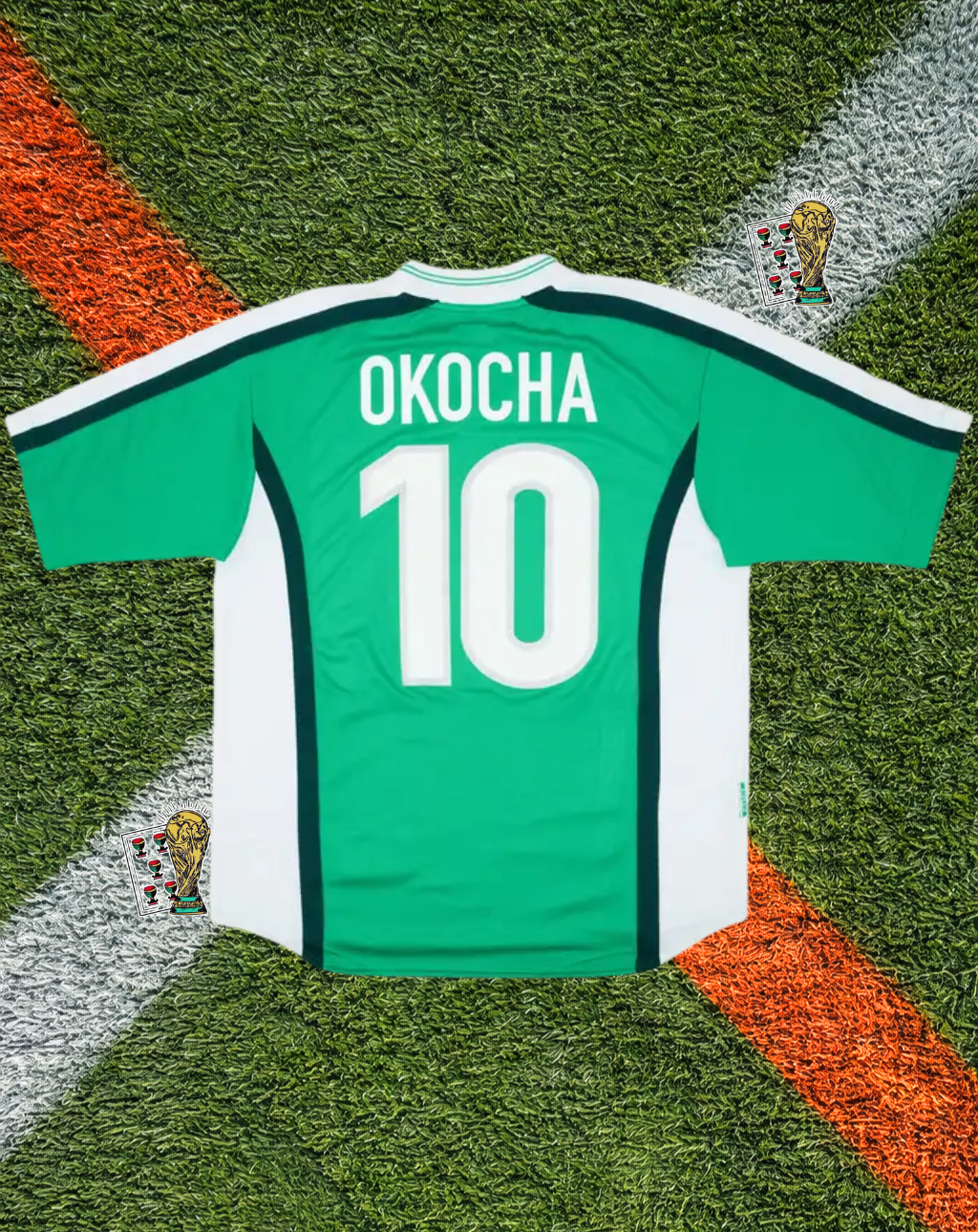 Nigeria 1998/2000 Home Jersey – World Cup France Edition- Nike Eagle Green Wing Graphic V-Neck - Okocha #10