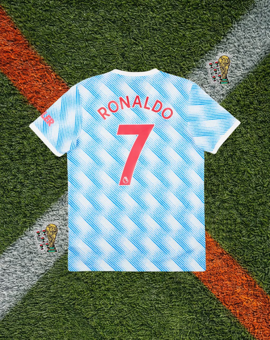 Manchester United 2021–22 Away Ronaldo #7 – Adidas Blue & White Retro Football Shirt TeamViewer Vintage