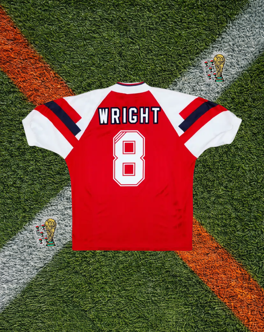 Arsenal 1992–94 Home Wright #8 – Adidas Red & White JVC Classic Football Shirt (Bruised Banana Era Styling Influence)