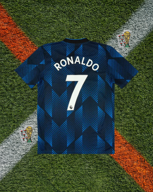 Manchester United 2021–22 Third Ronaldo #7 – Adidas Blue Retro Football Jersey TeamViewer