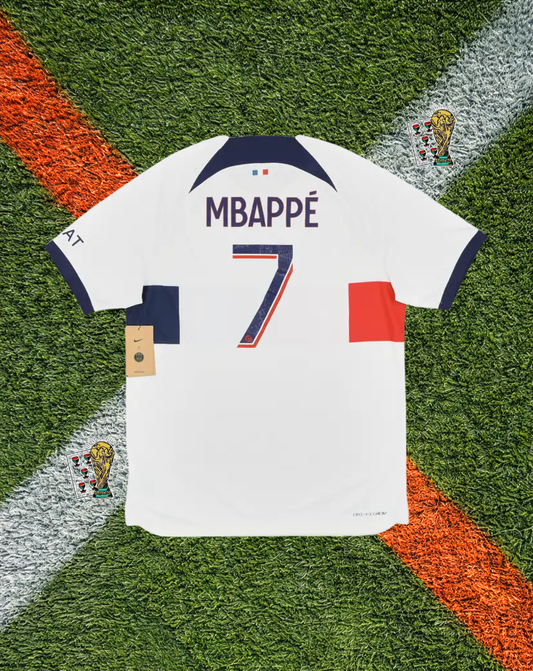 Paris Saint-Germain 2023-24 Away – Mbappé #7 – Nike PSG White Jersey