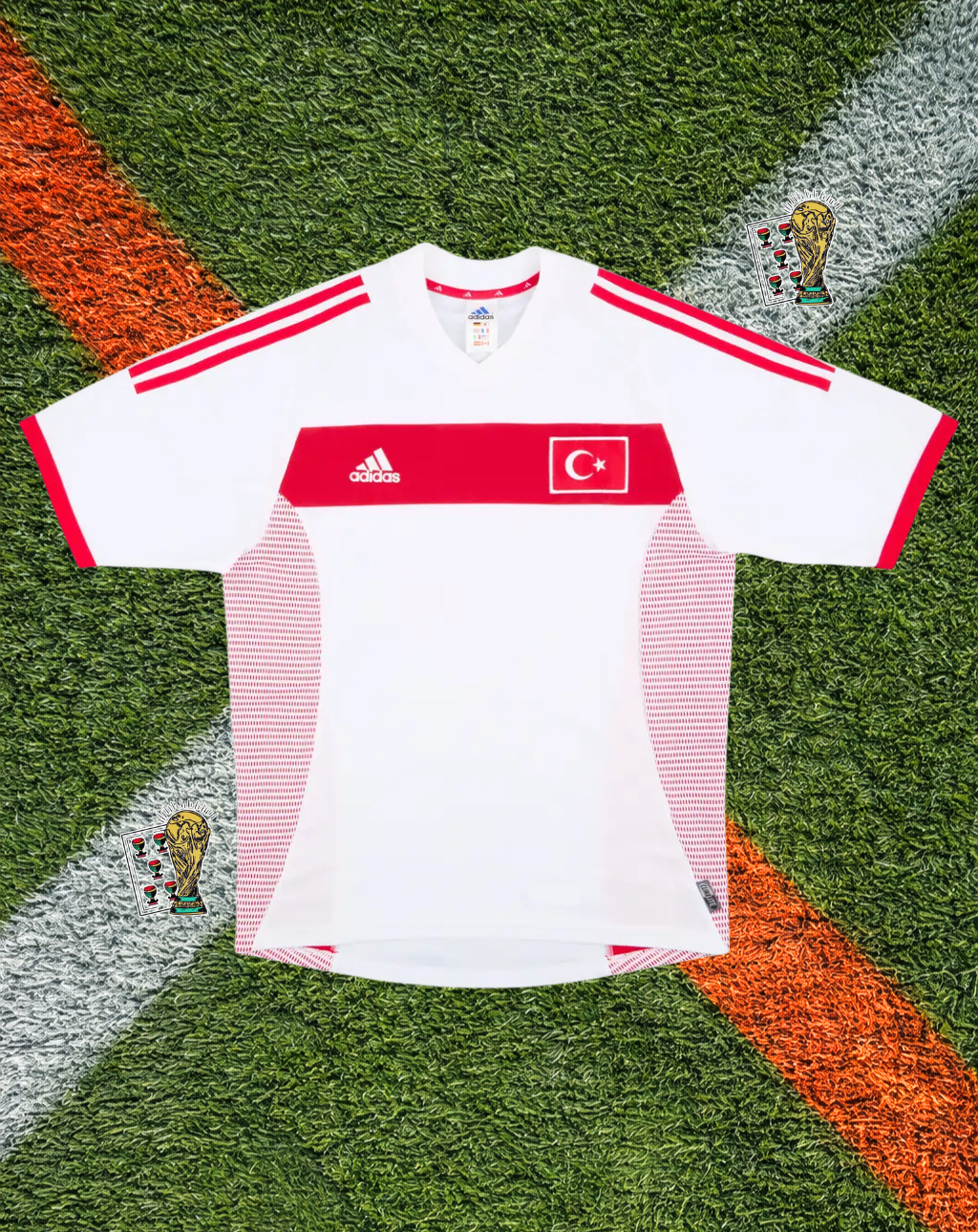 Turkey 2002-2004 Away Jersey –World Cup Historic Edition - Pristine White Red Chest Band V-Neck