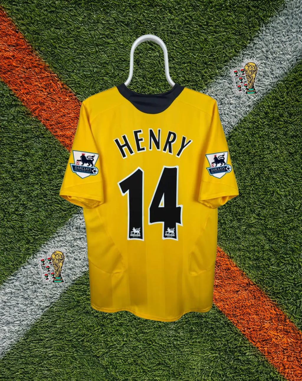 Arsenal FC 2005–06 Away Henry #14 – Nike Yellow & Navy O2 Classic Football Shirt (Final Highbury Season)