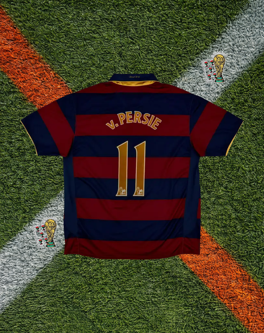 Arsenal FC 2007–08 Third van Persie #11 – Nike Red & Blue Striped Fly Emirates Classic Football Shirt