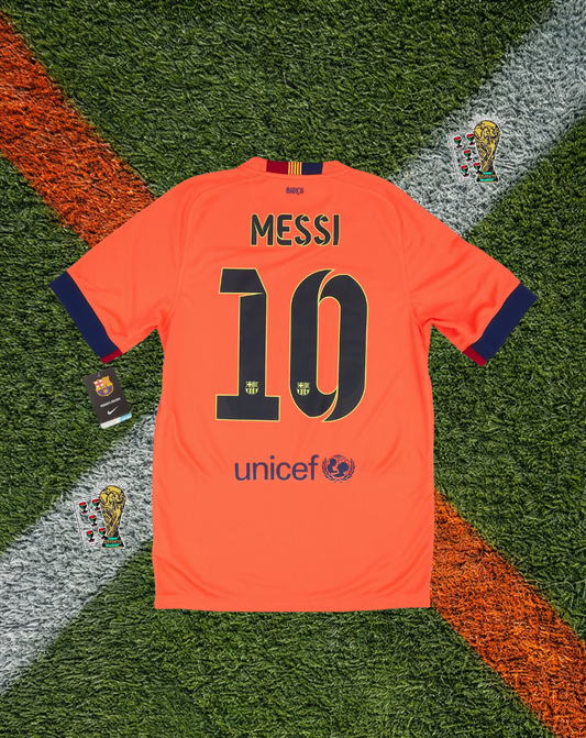 Barcelona 2014–15 Away Messi #10 – Nike Orange & Crimson Qatar Airways Classic Football Shirt