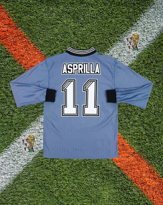 Newcastle United 1996-1997 Away Jersey – ASPRILLA #11- "Denim Kit & Converse Sponsor Long Sleeve Edition