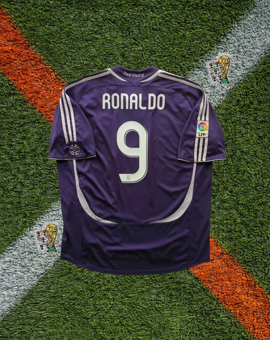 Real Madrid 2006–07 Third Shirt Ronaldo #9 – Adidas Purple BenQ Siemens Era