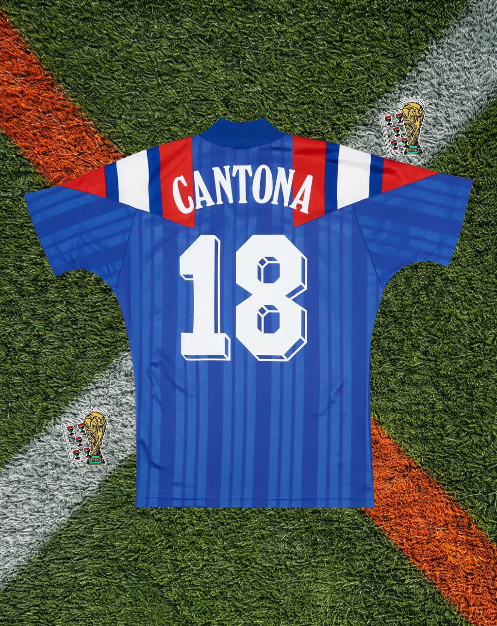 France 1992–1994 Home Jersey – Cantona #18 | Adidas Equipment Tricolor Shoulder Design