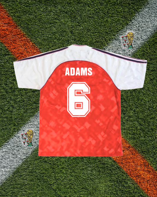 Arsenal FC 1990–92 Home Adams #6 – Adidas Red & White JVC Classic Football Shirt