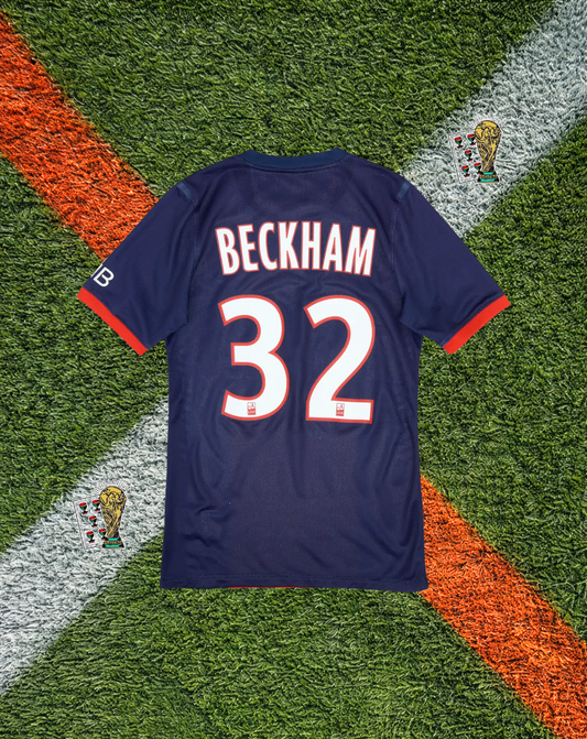 Paris Saint-Germain 2013-14 Home Classic Football Shirt – Beckham #32 – Navy & Red Central Stripe Nike Jersey