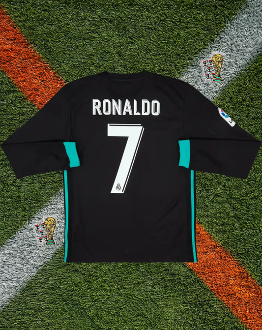 Real Madrid 2017–18 Away Long Sleeve Ronaldo #7 – Adidas Black & Teal