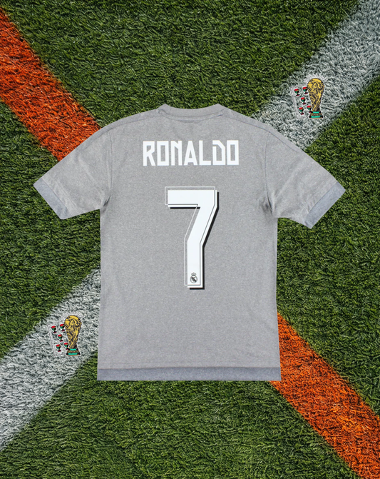Real Madrid 2015–16 Away Ronaldo #7 – Grey/Volt Adidas Kit