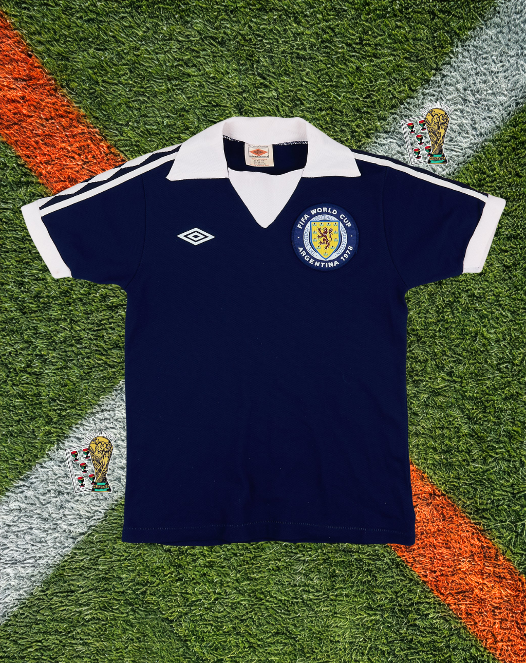 Scotland 1978 Home Jersey - World Cup Edition -Deep Navy White Wing Collar V-Neck